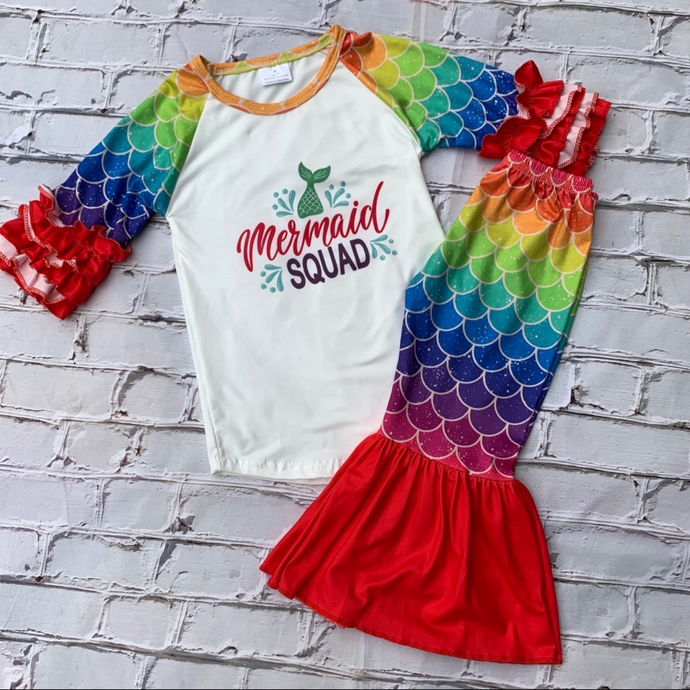 Boutique Girls Rainbow Mermaid Outfit